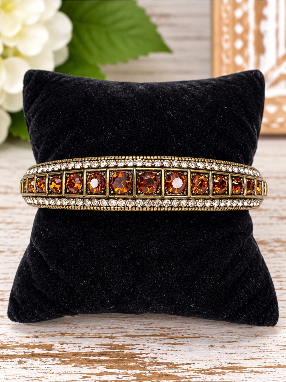 Heidi Daus Topaz Crystal Channel Set Hinged Bangle Bracelet